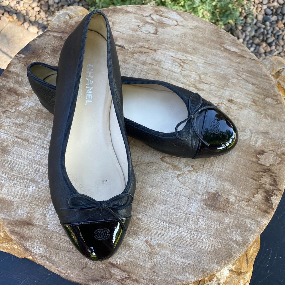 Chanel Ballet Flats Black  SZ 39.5 C